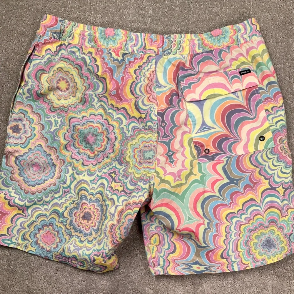 RVCA Board Shorts Mens XXL Pink Multi Psychedelic Mandala 17